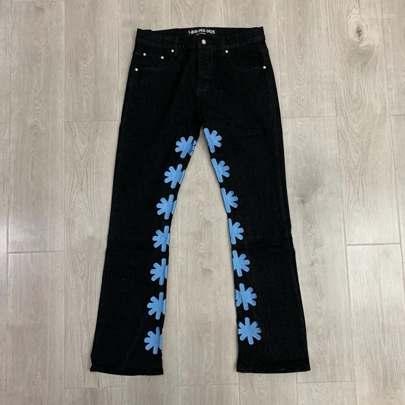 Men's Jeans Retro Hip-hop Style Street LOST SHDWS Creative Embroidered Flower Logo Casual Pants Men Women Lostshdws Denim Trousers