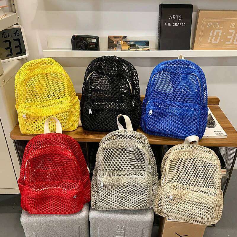 Small Mesh Backpack Bags Women Solid Color Back Packs Females Travel Simple Beach Student School Backpacks