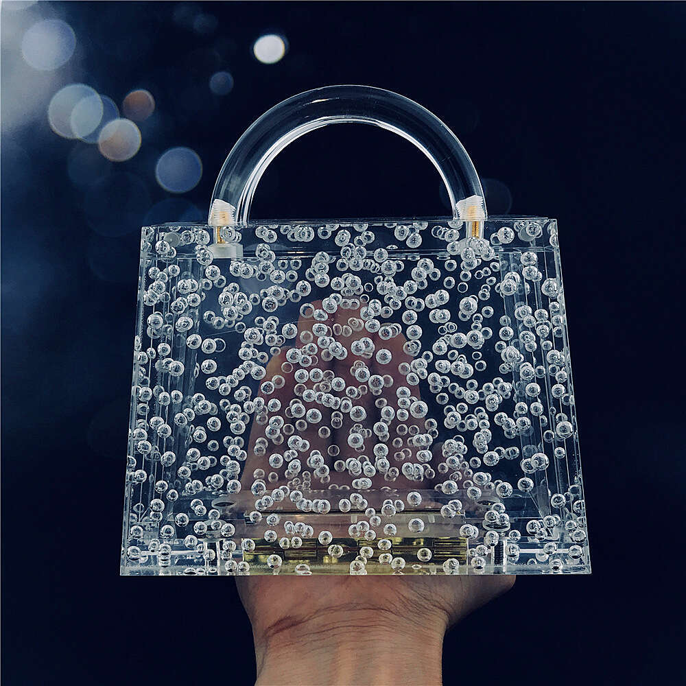 Designer Luxury Evening Diamond Hengmei New Transparent Women's Handbag Bubble Evening Acrylic Bag
