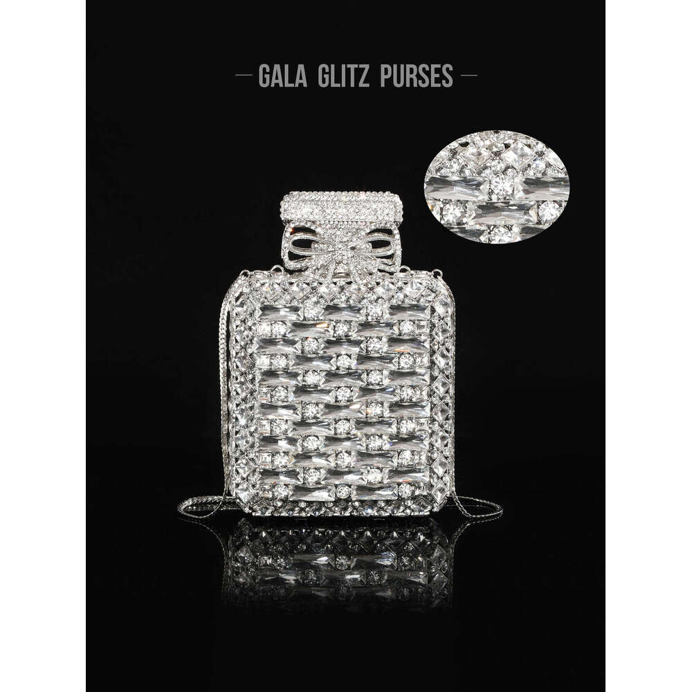Designer Luxury Evening Diamond Creative Perfume Bottle Inlaid with Diamonds Hollow Rhinestone Women's Clutch Evening Bag