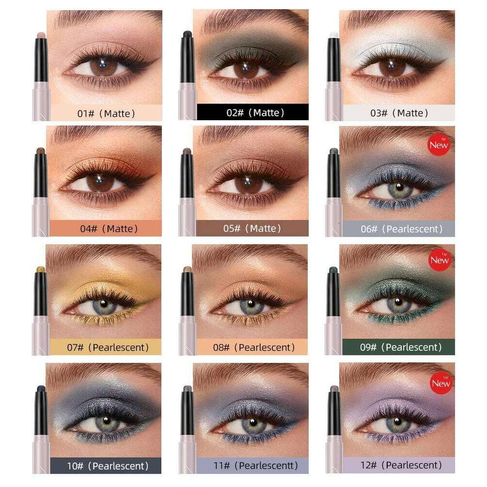 QIBEST Pearlescent Silkworm Eyeshadow Pencil Lasting Glitter Shiny Pigment Makeup Waterproof Nude Matte Eye Shadow Pen Cosmetics X250