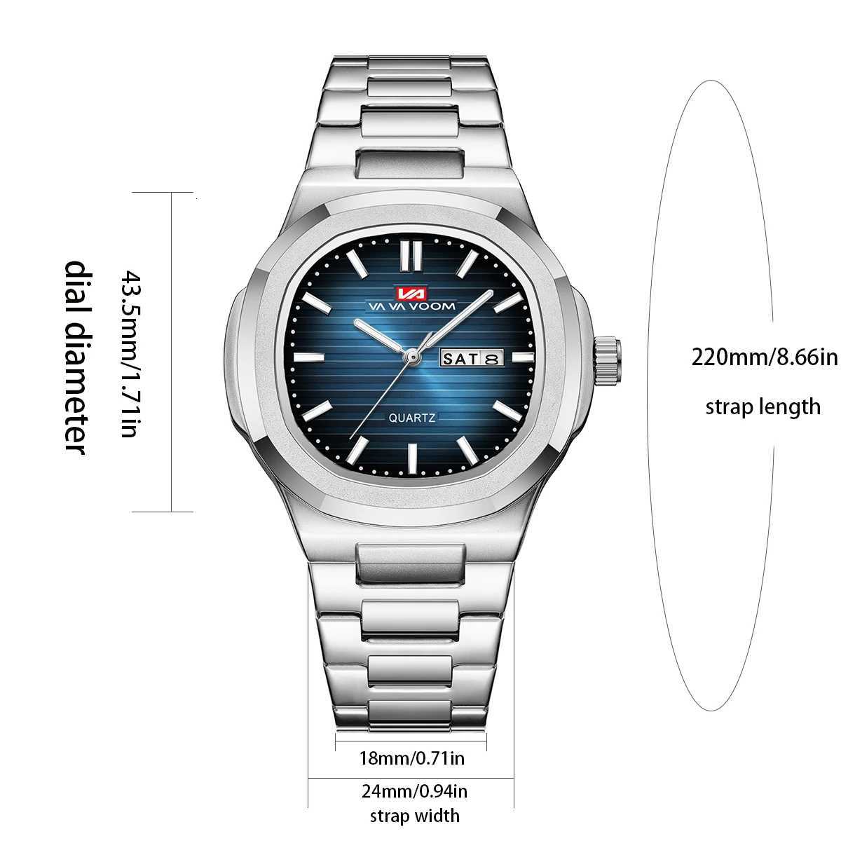 Luxury Men Watch Top Brand Classic Business Style Stainless Steel Dual Calendar Quartz Movement Wrist Watch for Men Mens Watch W250724