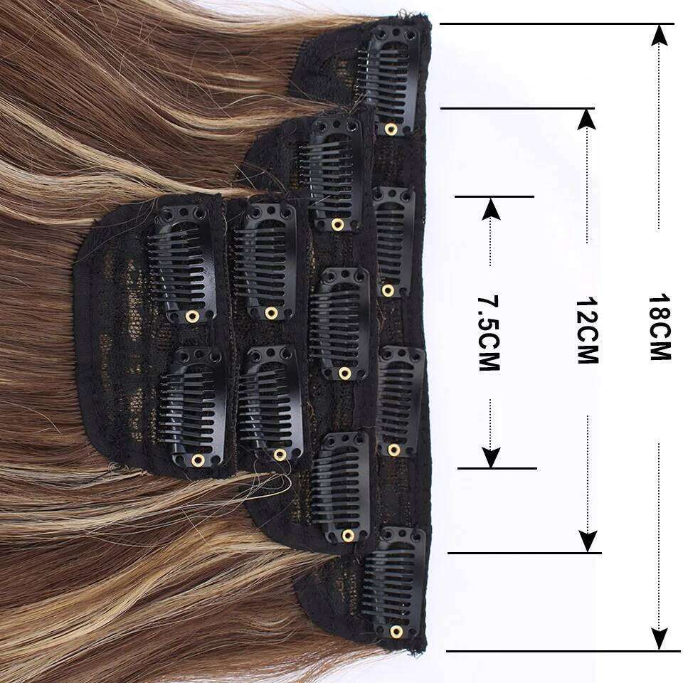 Black Blonde 20"Wavy Bio Synthetic Ombre Clip In Extensions 4Pcs/Lot 150g Matte Color Heat Resistant Hair Pieces For Women