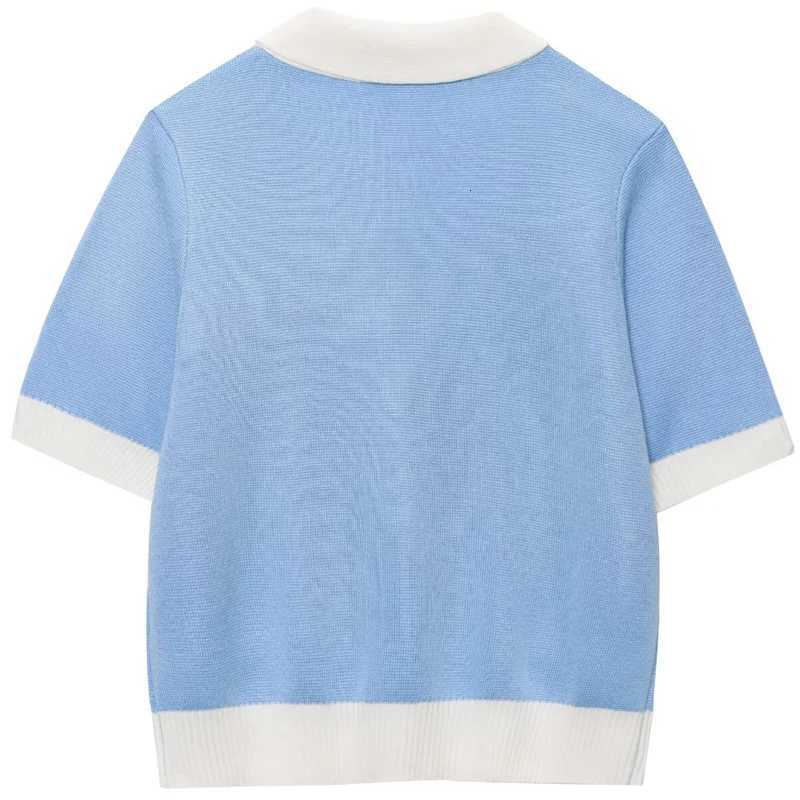 2025 HXAO Crop Knit Cardigan Womens Sweater Summer Knitwear Crop Blue Knitted Short Sleeve Outerwear Button Cute Cozy Sweaters X250724
