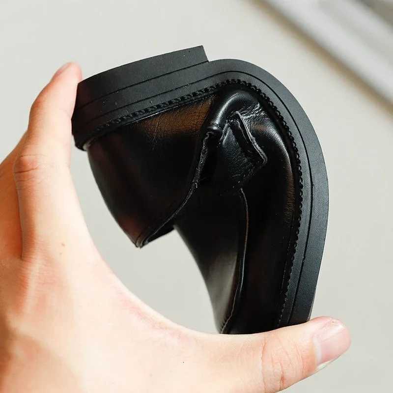 2-8Y Childrens British Leather Shoes Spring New Versatile Comfortable Boys Girls Black Single Shoes Retro Soft Leather Shoes XJ250724