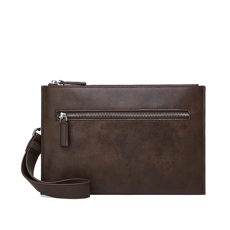Vintage Brown PU Leather Clutch Bag for Men 250723