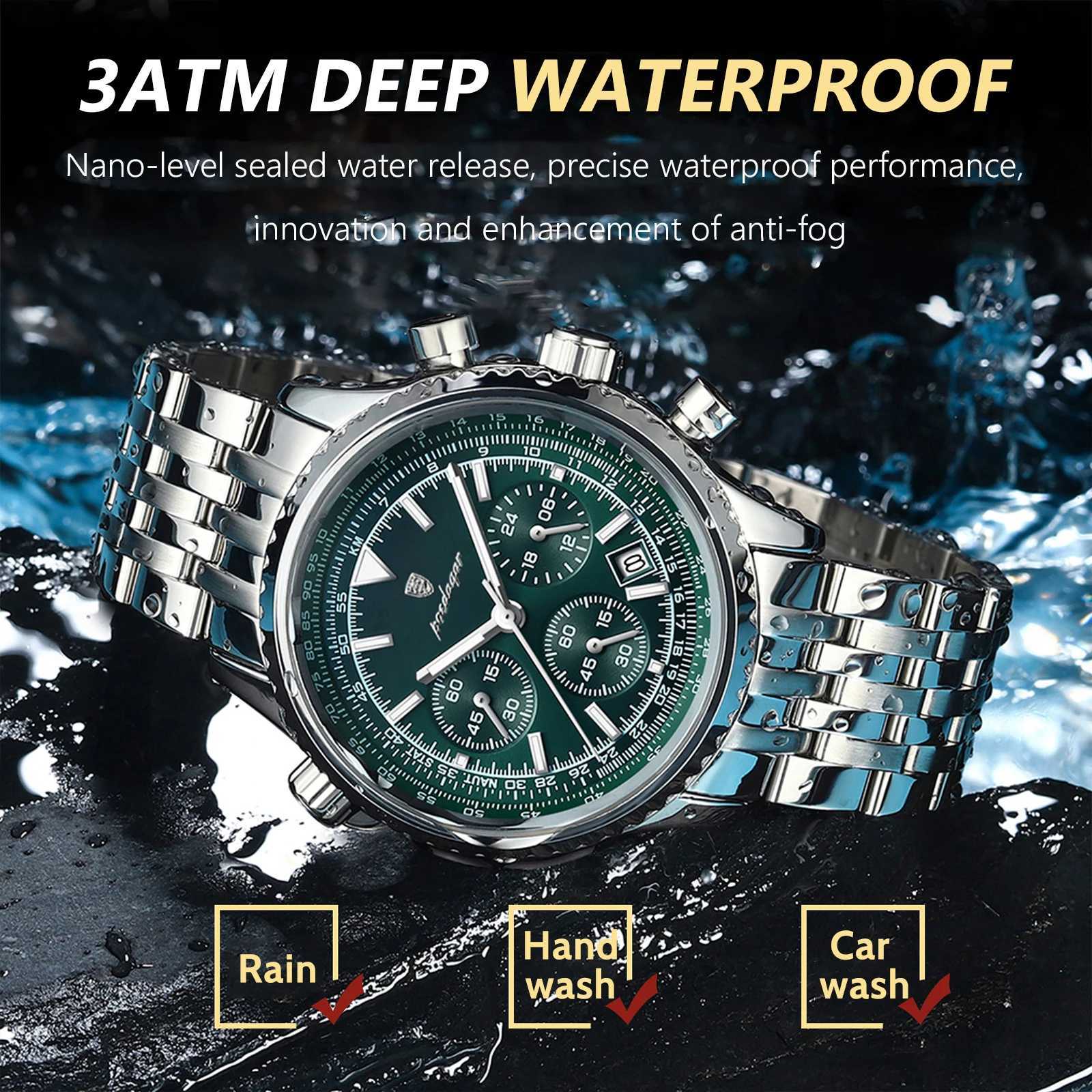 POEDAGAR Luxury Watch for Men Chronograph Date Stainless Steel Man Watch Waterproof Luminous Fashion Sports Mens Quartz Watches W250724