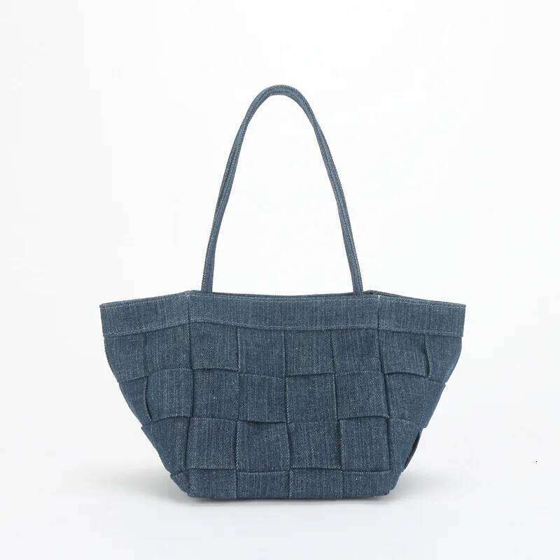 New Women Woven Handbag Simple Stylish Bucket Denim Shoulder Crossbody Bag
