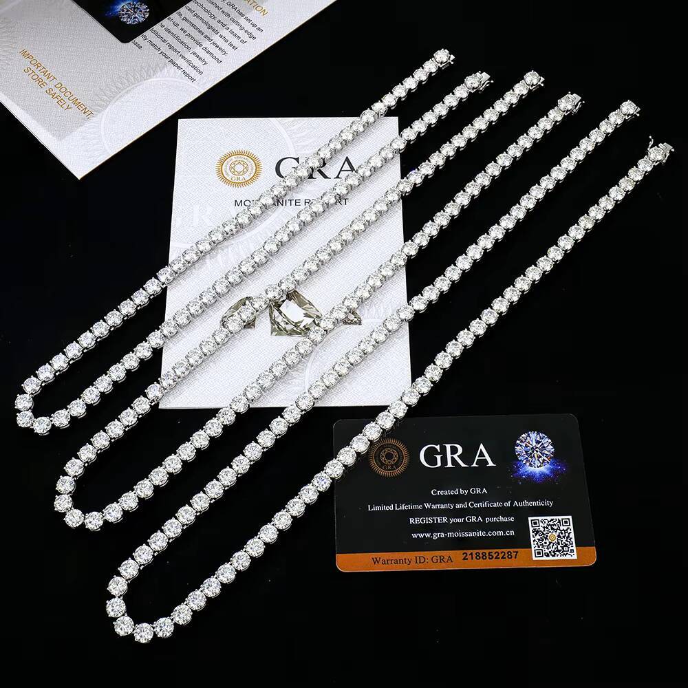 Xingyue 6mm Men Women Jewelry 925 Sterling Silver Gra Vvs Diamond Mossanite Moissanite Tennis Necklace Chain with Certificate