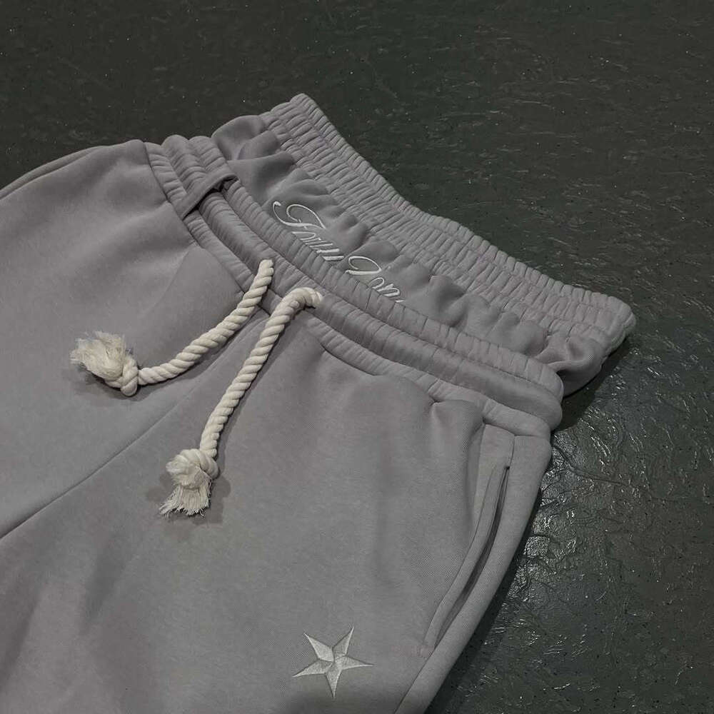 Double Waist Embroidered Sweatpants Unisex Trendy High Street Long Fake Two-Piece Loose Wide-Leg Pants