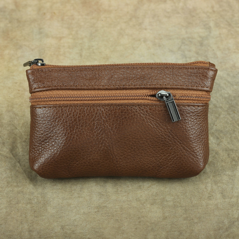 Free Shipping Designer Bag, Genuine Leather Coin Wallet, Bus Booth, Double-layer Zipper, Cowhide, Handheld Coin Storage Bag, Large Size