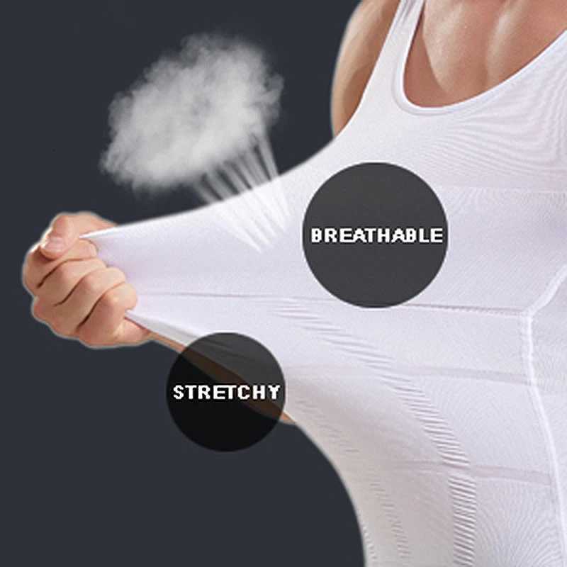 Mens Slimming Body Shaper Vest Shirt Abs Abdomen Slim Gym Workout Tummy Control Compression Tank Top Sleeveless Shapewear W250724