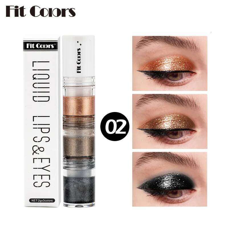 Fit Colors 3 Sections Smoky Water Eyeshadow Dia Pearl Shimmer Eye Shadow Liquid Lip Dye X250723 X250724