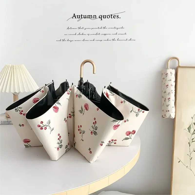 Retro Bend Hook Sun Umbrella Portable Black Glue Sunny Rain Two Way Manual Sunshade Cact Foldable UV Protection Home Use R250724