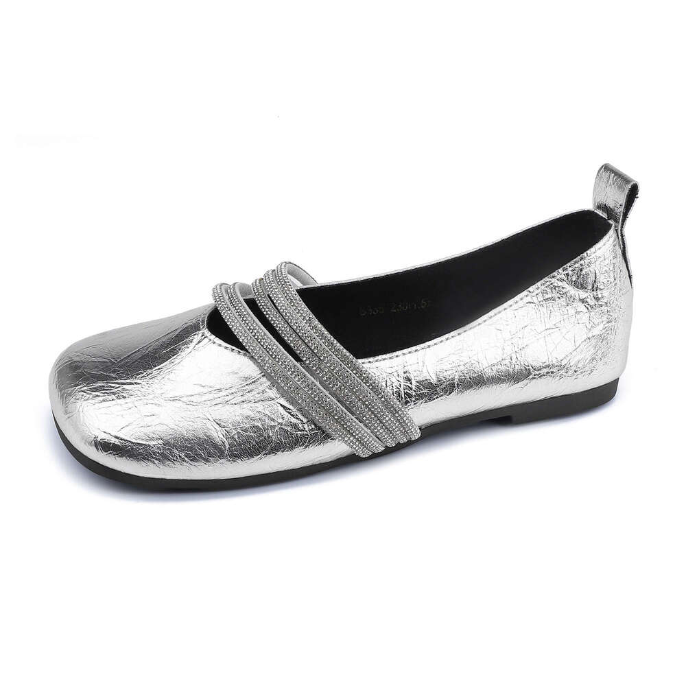 Silver Flat for Women, Versatile and Elegant, High-End Mary Jane to Pair with Dresses, Fairy Style Casual Women's Shoes