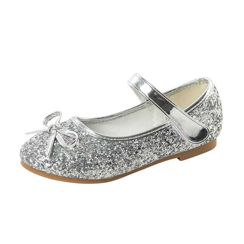 Princess Kids Leather Shoes for Girls Flower Casual Glitter Children High Heel Girls Shoes Butterfly Knot Blue Pink Silver 3 XJ250724