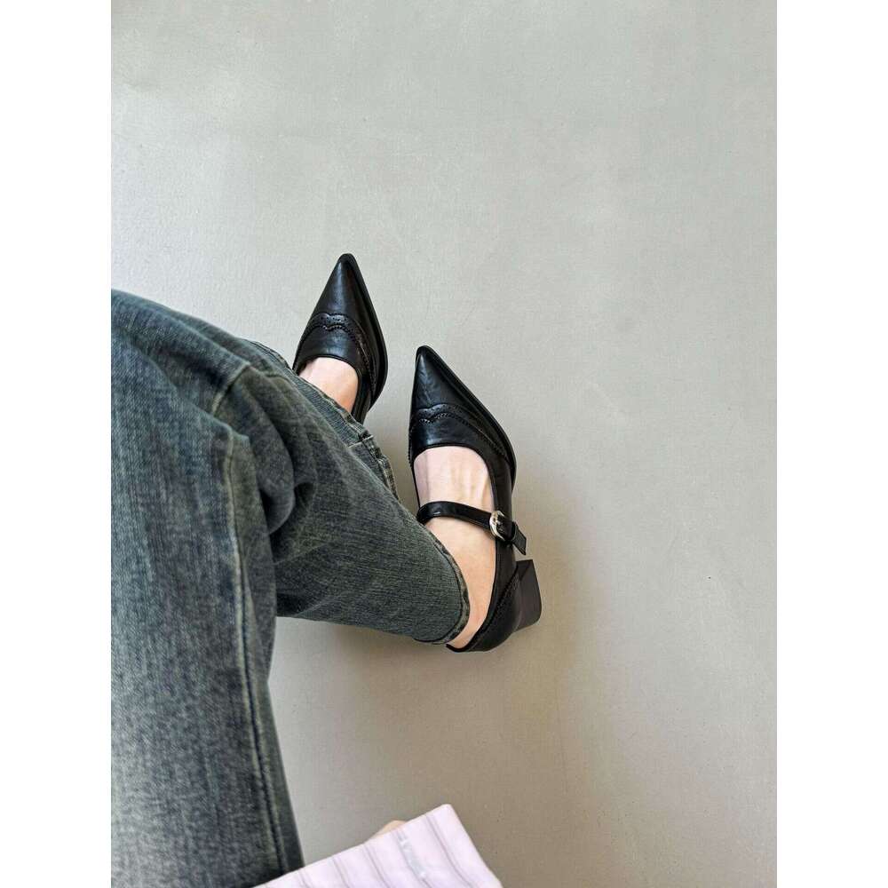 2025 Spring Women's French Style High Heels, Outdoor Wear, High-End Comfortable Soft Sole Shallow Mouth Shoes for Women