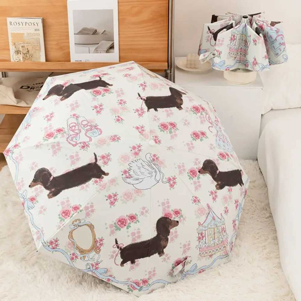 3-Ribs Cartoon Cat Umbrella Automatic Lightweight Cat Sun Protection Umbrella UV Protection Waterproof Folding Sun Umbrella R250724