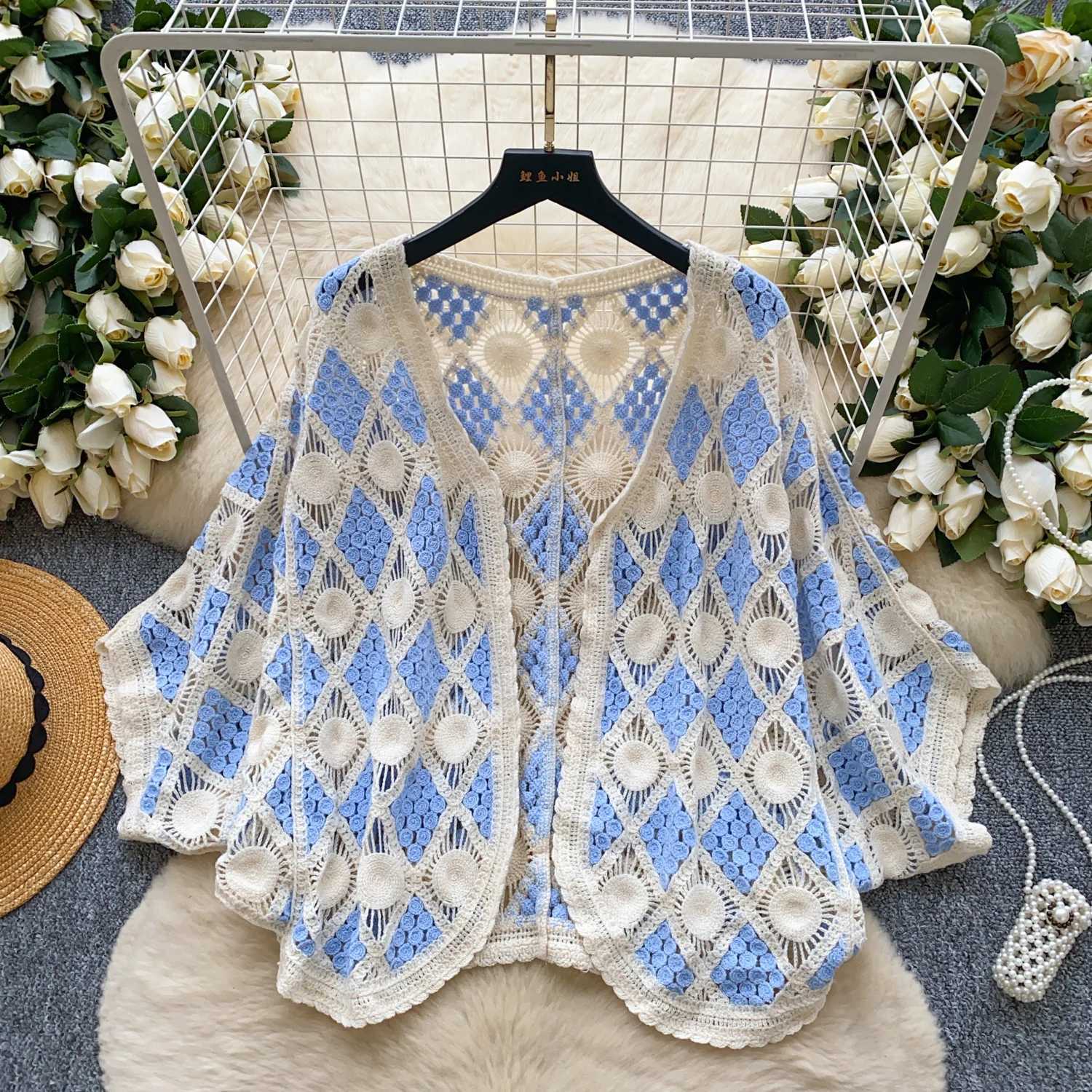 Chix Vintage Knit Svet Loose Elegant Fashion Sexy Cardigan Shirt High Street Summer Women Blouse Women X2507241