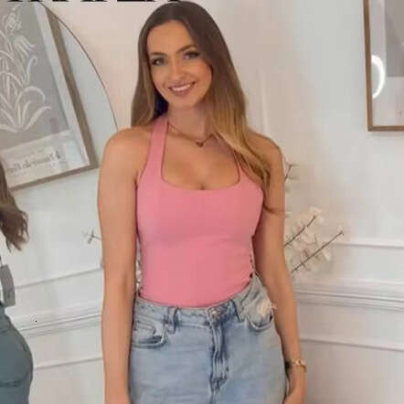 TRAFZA Summer New Women's Backless Style Halter Neck Tank Top B5