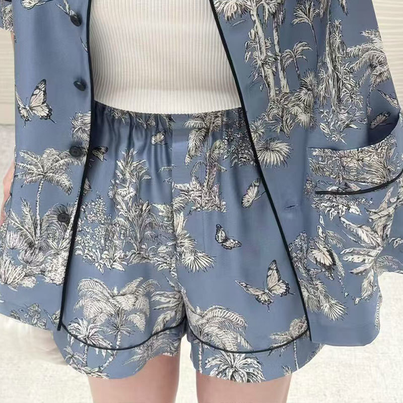 Ladies Silk Palm Tree Print Shorts Y2K Designer High-End Luxury Classic Elastic Waist Luxury Casual Homewear S0760