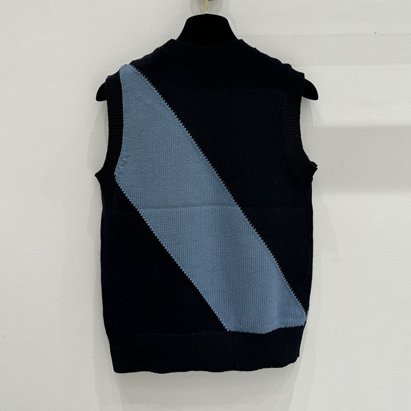 Women's Color-Block Knit Vest Trendy Y2K High-End Versatile Round Neck Silk Cotton Breathable Summer Sleeveless Top S0761
