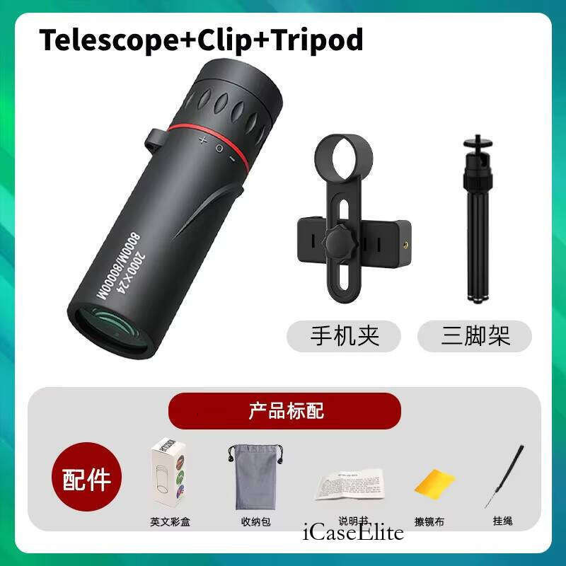2000X25 HD Magnification Monocular 3.6In High Power Portable Single Tube Telescope