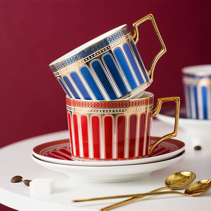 European Gold Frame Coffee Mug Bone China Tea Set Exquisite Coffee Mug Birthday Gift Afternoon Flower Tea Cup Home Decor 250222