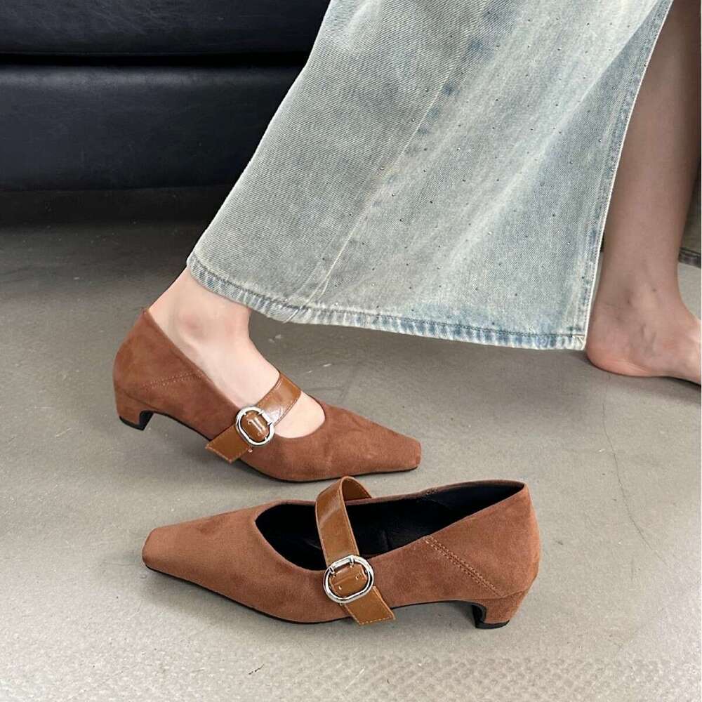 French Style Women's Thick Heel High-End Feel 2025 Spring New High Heels Niche Belt Buckle Shoes for Women