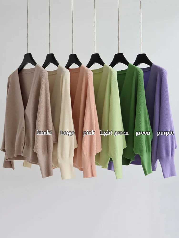 Womens Oversized Batwing Sleeve Green Blouse Spring Autumn Clothes Solid Color Sweater Women Clothing Cardigan Coat Tops C-168 X250724