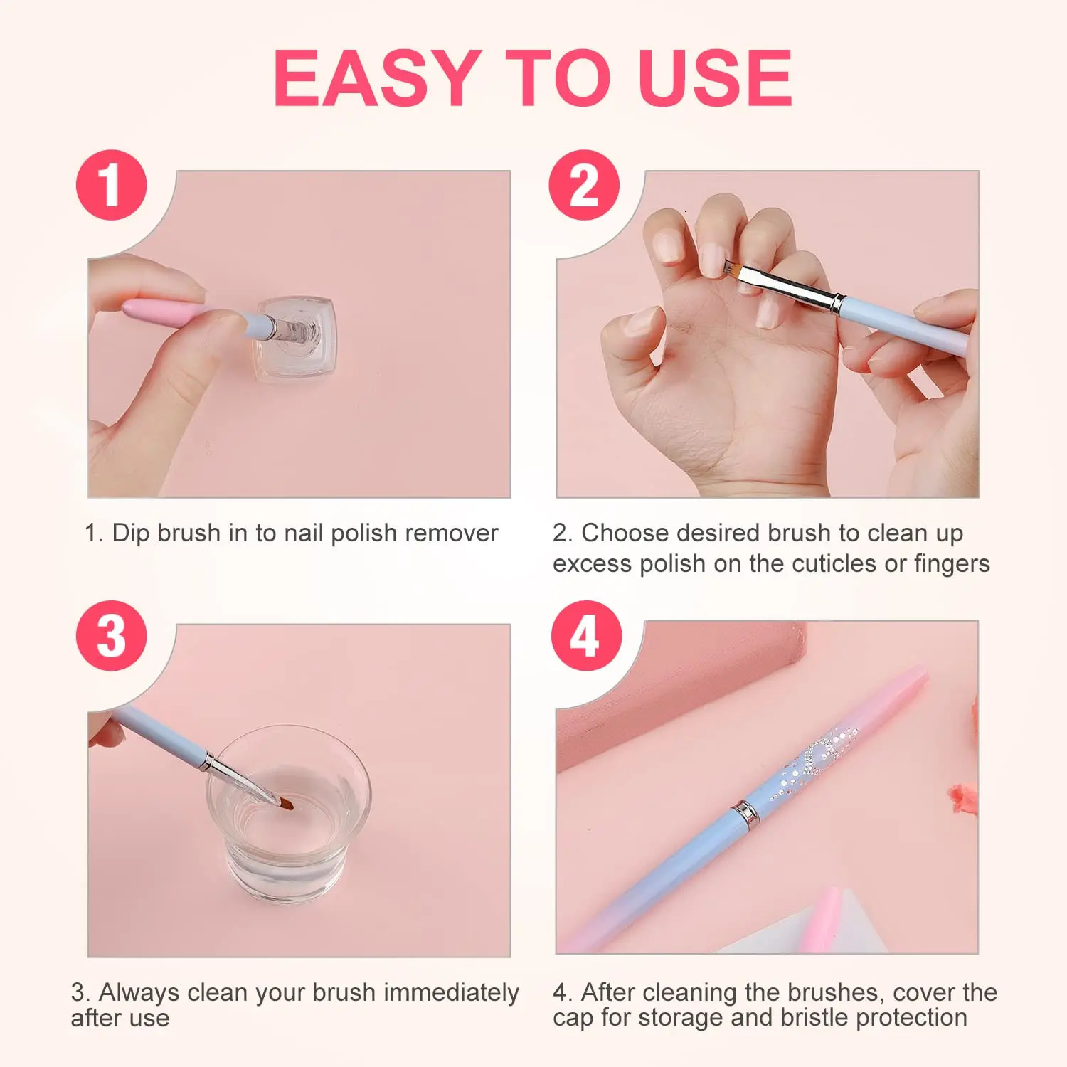 Nail Art Clean Up Brushes Painting Brushes for Nails with Round Angled Head Pen Painting Tools for Nail Art n 250716