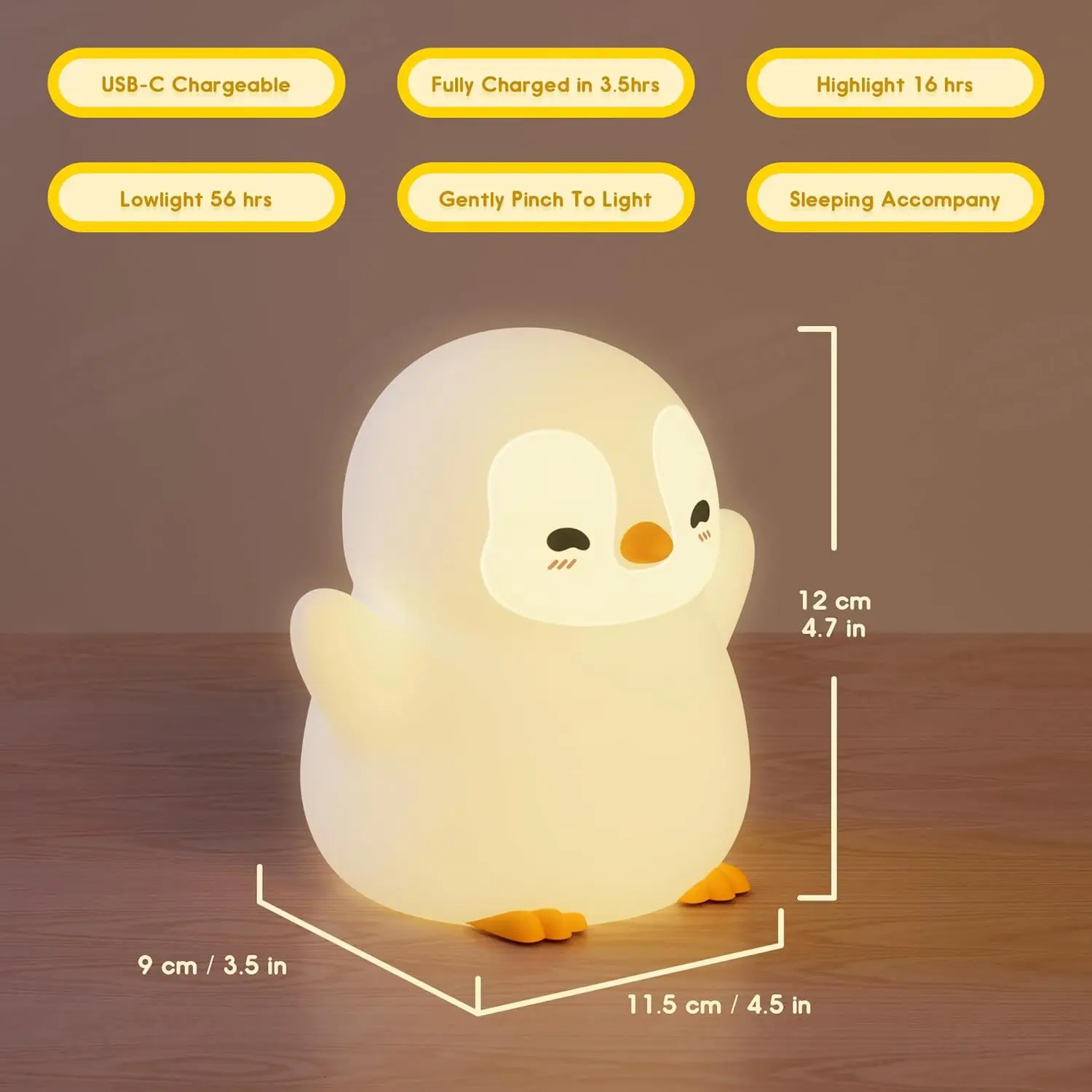 Cute Night Light for Kids Bedroom Rechargeable Animal Silicone Nursery Lamp Touch Control Nightlight Baby Gift 250716