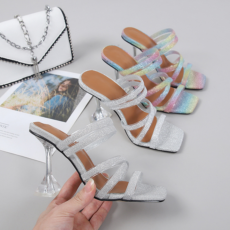 Designer sandals 2025 Spring New Other Slippers Wedge Seven Rubber Color Block PUT Shape High Heel Sandals
