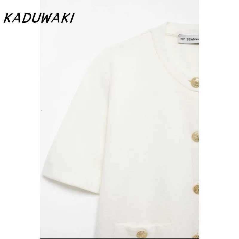 KADUWAKI Fashion Classic Round Neck Button Knit Sweater Temperament Gentle Short Sleeve Cardigan X250724