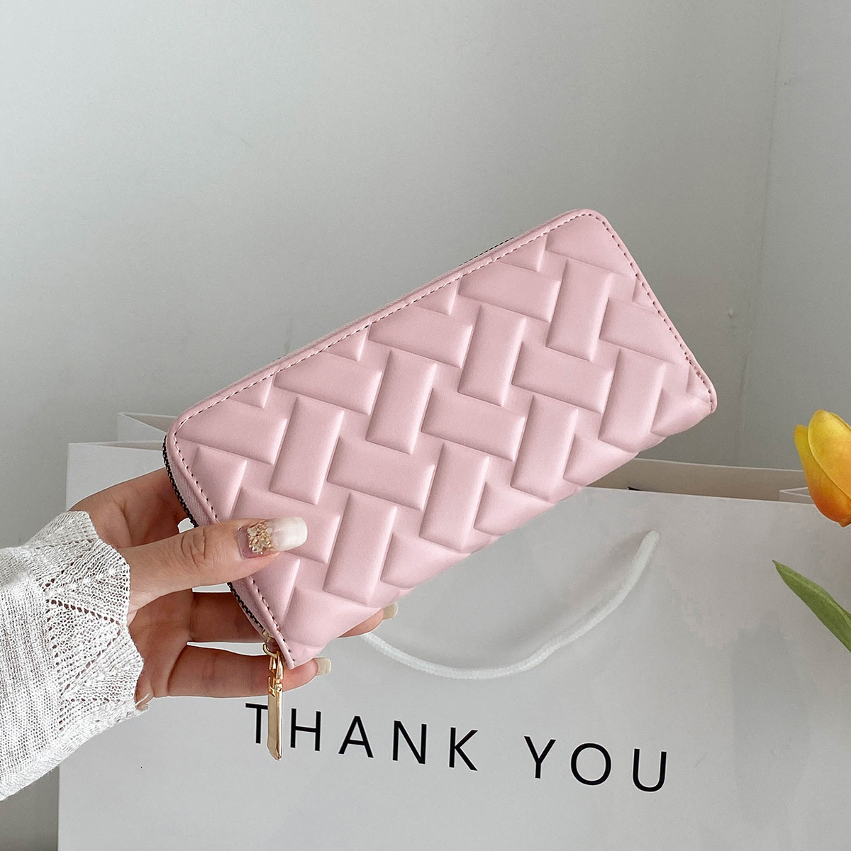 Free Shipping Designer Bag New Foreign Trade Women's Wallet Leather Embossed Casual Handbag Medium Long Wallet Mobile Phone Bag