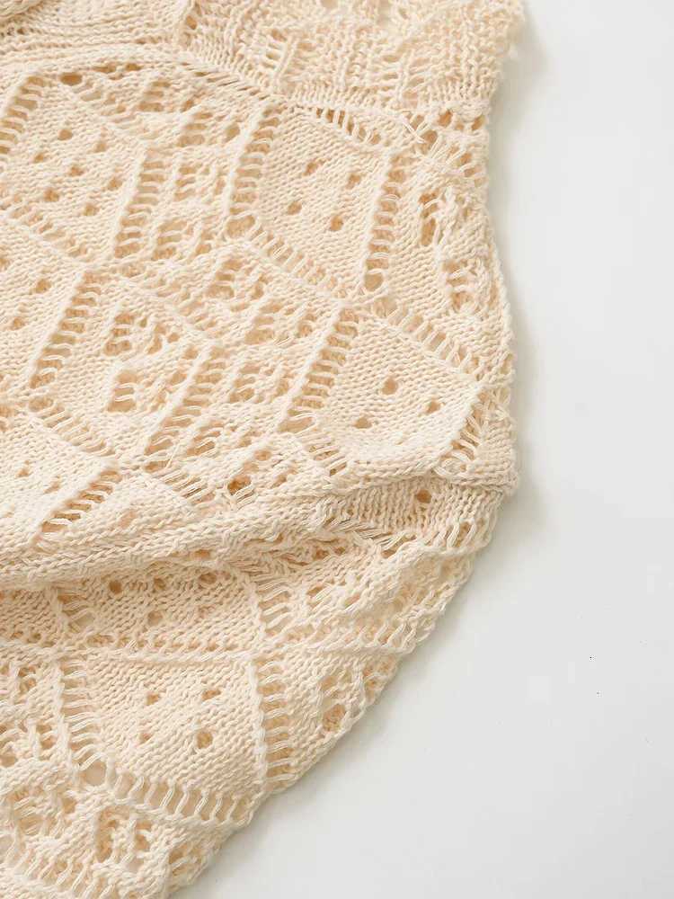 European and American style new short-sleeved knitted sweater for women in summer French hollow hook flower small cardigan top X250724