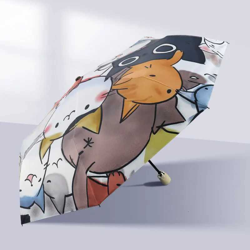 Women Automatic Umbrella Cartoon Cat Claw Automatic Folding Travel Umbrella Black Coating Sunscreen Girls Kids Umbrella Paraguas R250724