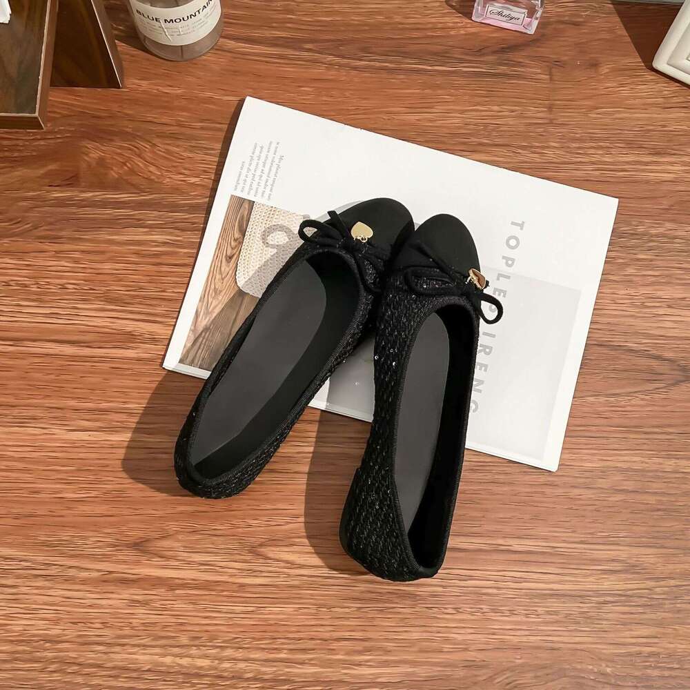 Comfortable Outdoor Soft Sole Casual with Bowknot Versatile Shallow Mouth Flats 2025 Spring Summer New French Style Flat Shoes
