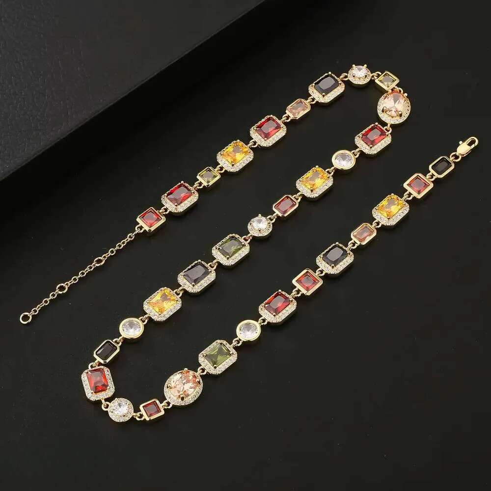 multi light color gemstone beaded necklace rainbow motley choker women jewelry moissanite tennis gold colorful gem stone men chain gift
