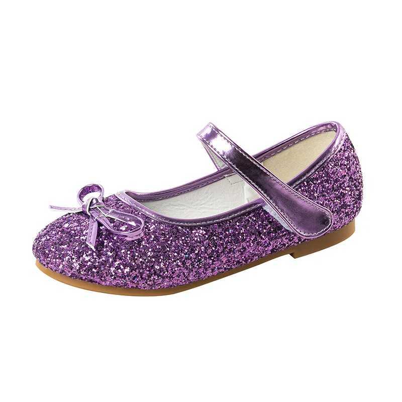 Princess Kids Leather Shoes for Girls Flower Casual Glitter Children High Heel Girls Shoes Butterfly Knot Blue Pink Silver 3 XJ250724
