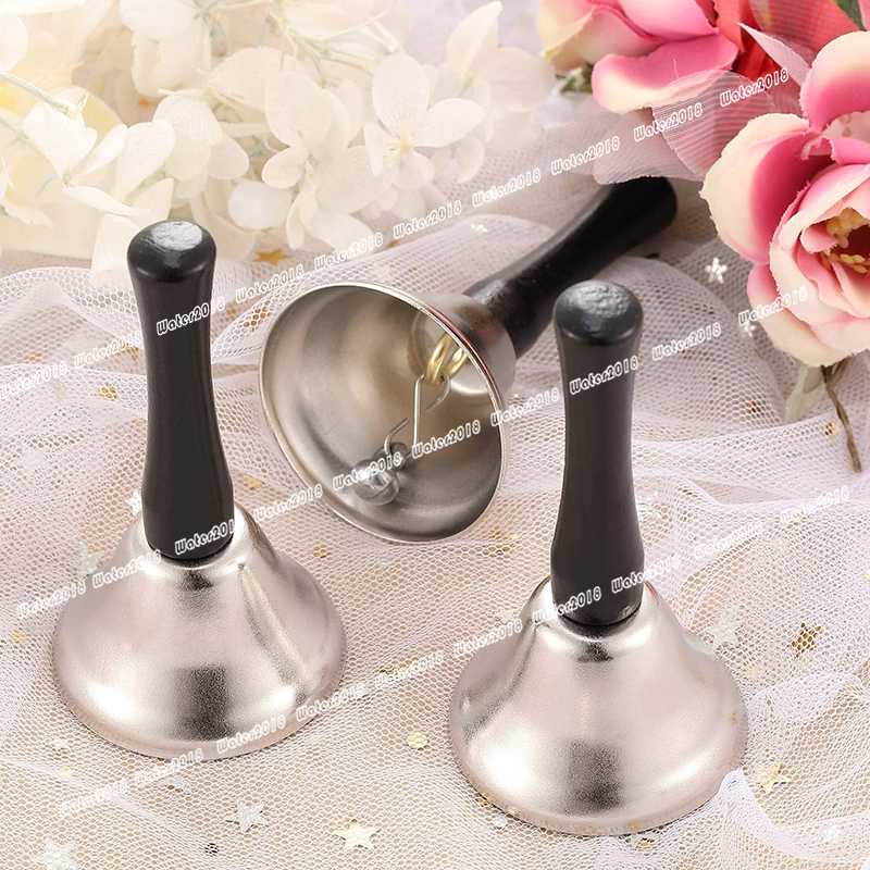 Hand Bells Steel Service Handbells Black Wooden Handle Diatonic Metal Bells Musical Percussion Christmas Decorations 12*6.5CM