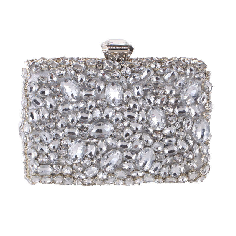 Designer Luxury Evening Diamond Small Square Style Acrylic Inlaid Diamond Evening Single Handheld Banquet Women's Bag 76170