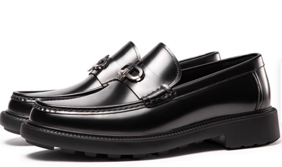 New thick-soled leather shoes for men's round toe British leather heightening and high-end handmade business men's shoes