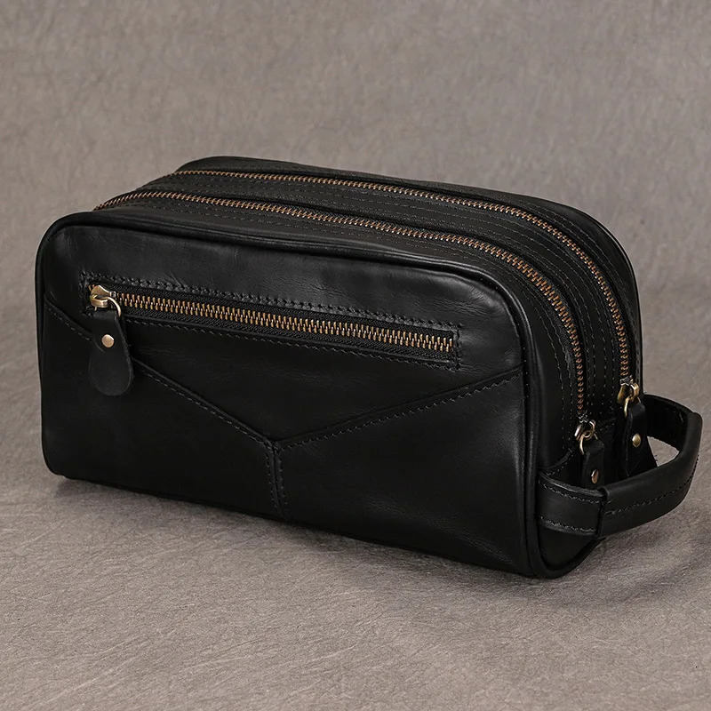 Mens Stroage Bag For Travel Wash Bags Clutch Bags Men Women Make Up Bags Genuine Leahter Durable Clutches Large 250723