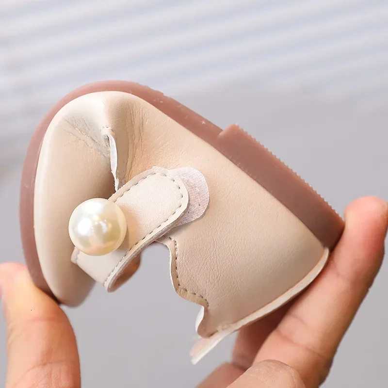 Girls Leather Shoes for Party Wedding Solid Color Kids Princess Shoes with Big Pearl Round-toe Children Shallow Moccasin Shoes XJ250724