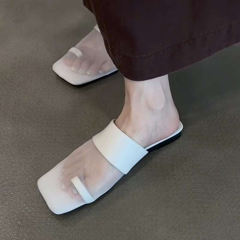 Heel Sandals Sandals Shoes Women Heels New Mesh Breathable Comfortable Toe Covering For Women Casual Versatile Square Toe Low Heel Mules Sa