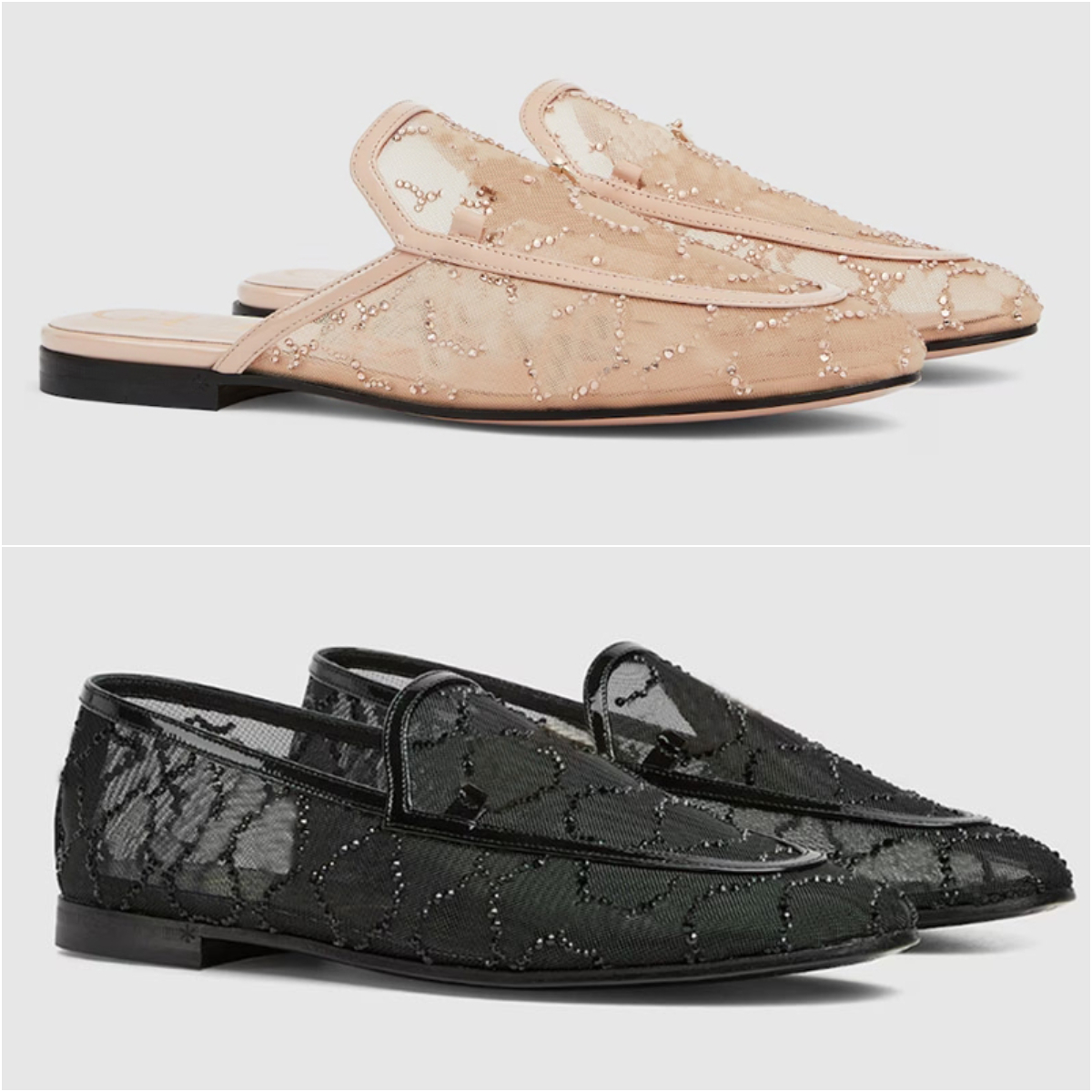 Mesh crystal womens designer loafers designer flats slippers summer shoes 25ss new sandals flat mules slides slipper sandale baotou mule elegant dinner shoes