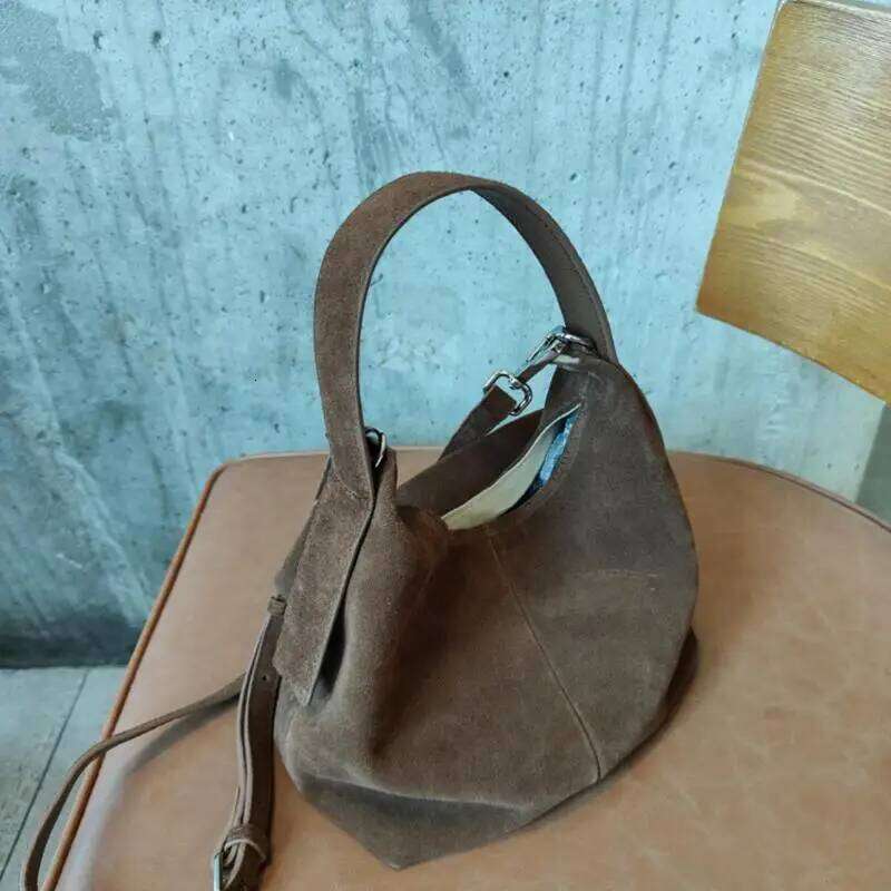Luxury designer niche retro fashion high quality matte suede shoulder messenger bag casual simple multi-functional brand women