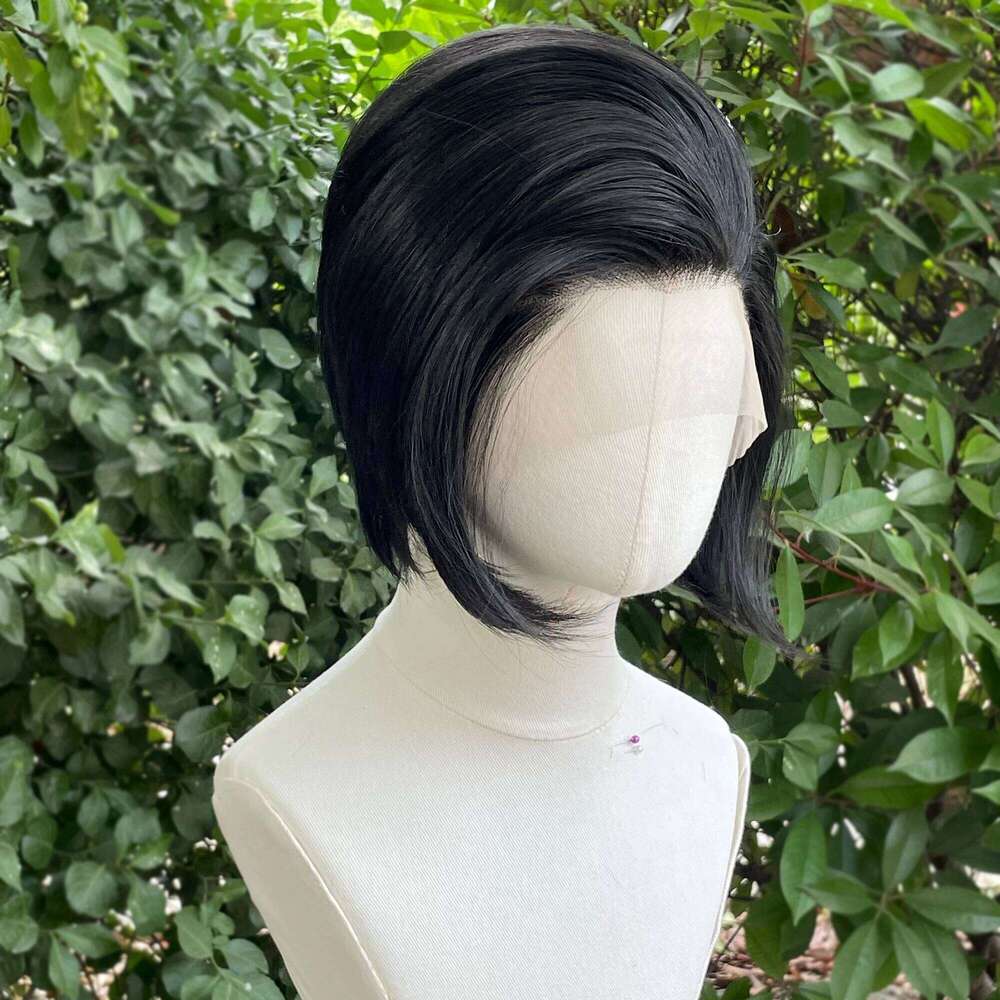 Black Short Bob Cut Synthetic Women Cosplay Wig Human Hair For Men Natural Hairline Glueless Lace Front Wigs