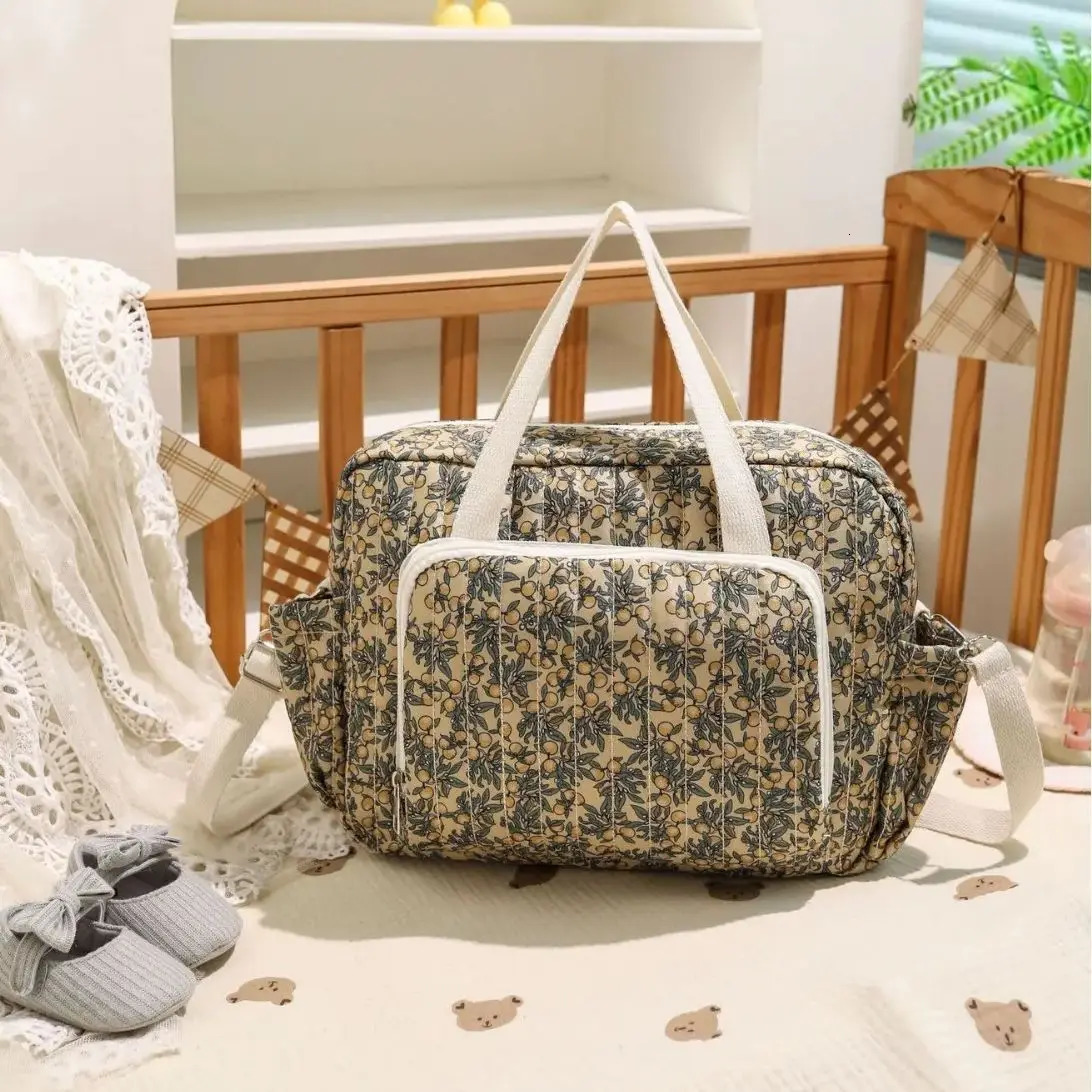 Korean Style born Baby Care Diaper Bag Mummy Shoulder Embroidery Quilted Stroller Storage Organizer Large Handbags 250724